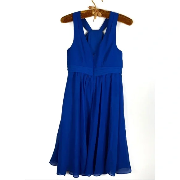 David’s Bridal Chiffon Royal Blue Prom/Bridesmaids Women’s Dress Sz: 2 - Picture 2 of 10